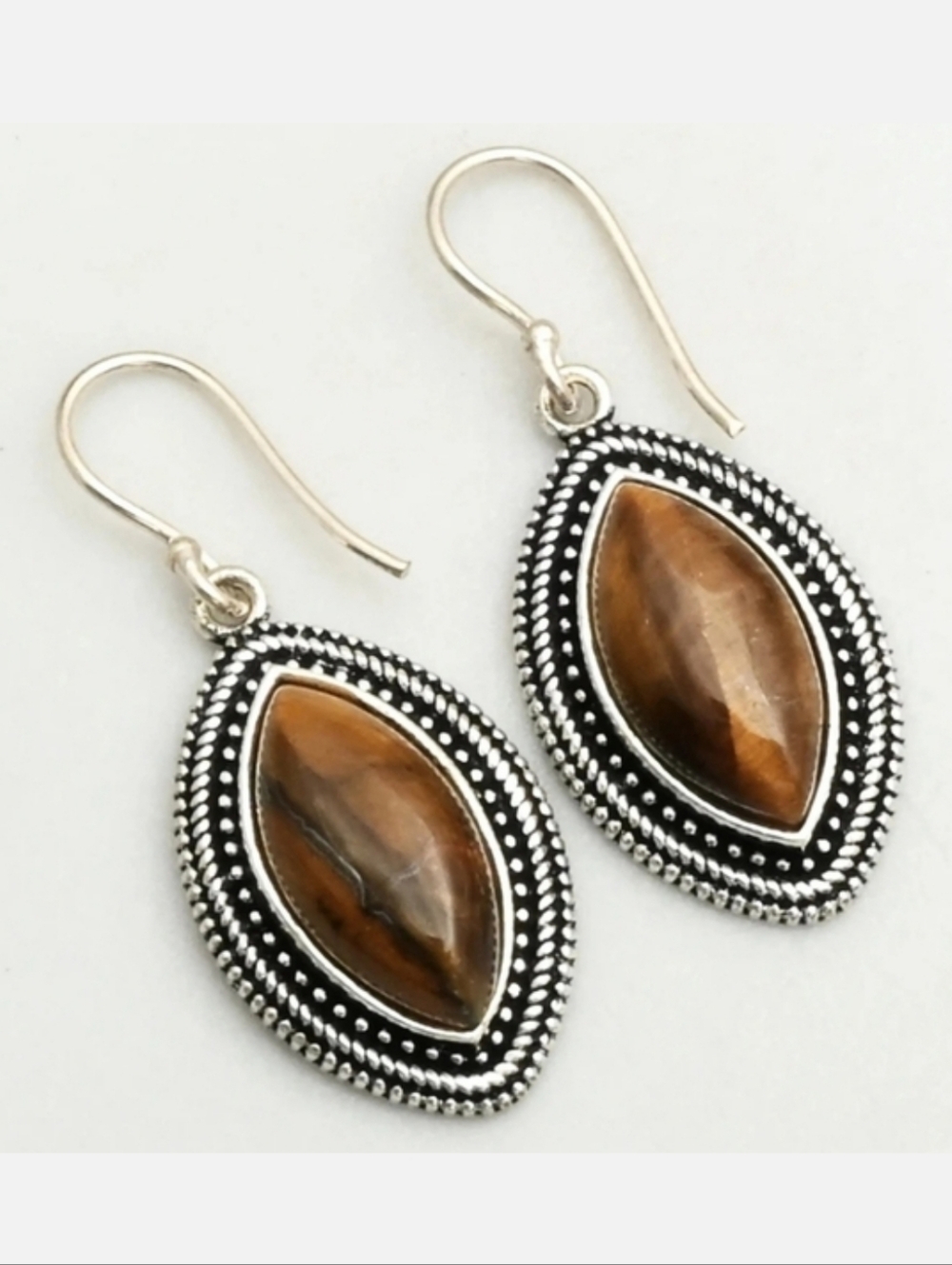 Tiger's Eye Gemstone Jewelry 925 Sterling Silver Handmade Drop Dangle Earrings
